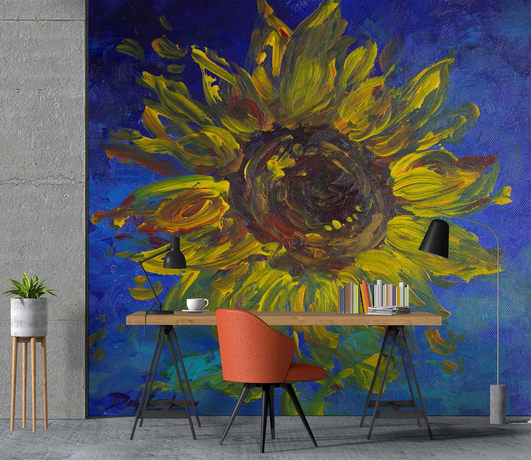 3D Sunflower 3195 Debi Coules Wall Mural Wall Murals