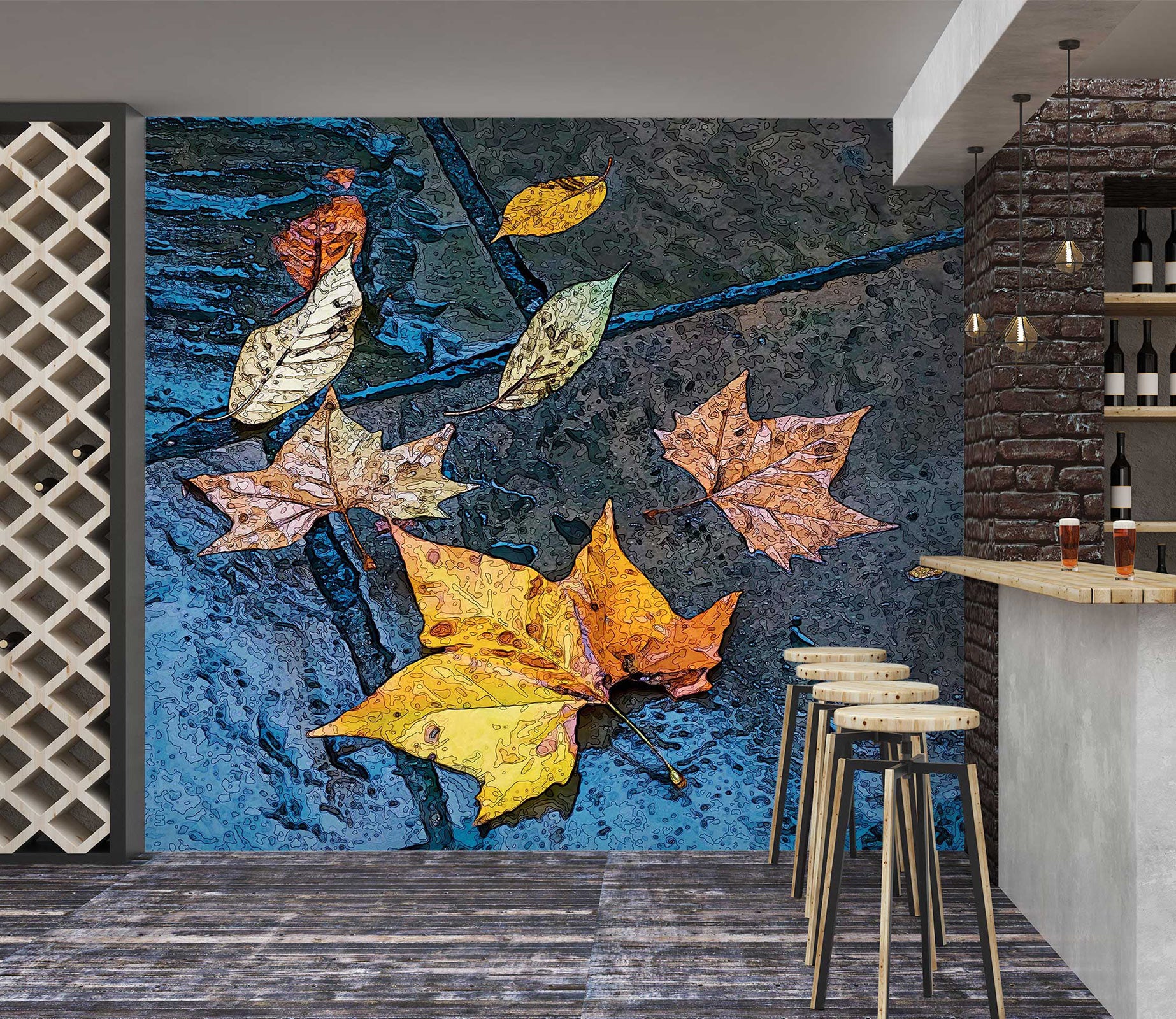 3D Fallen Leaves 9170 Alius Herb Wall Mural Wall Murals