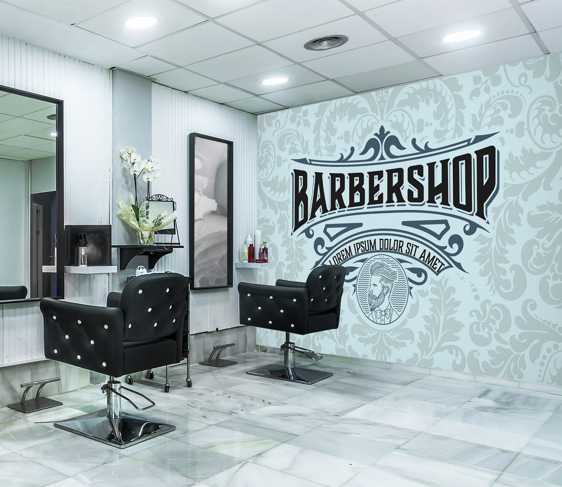 3D Barber Shop Font 115206 Barber Shop Wall Murals