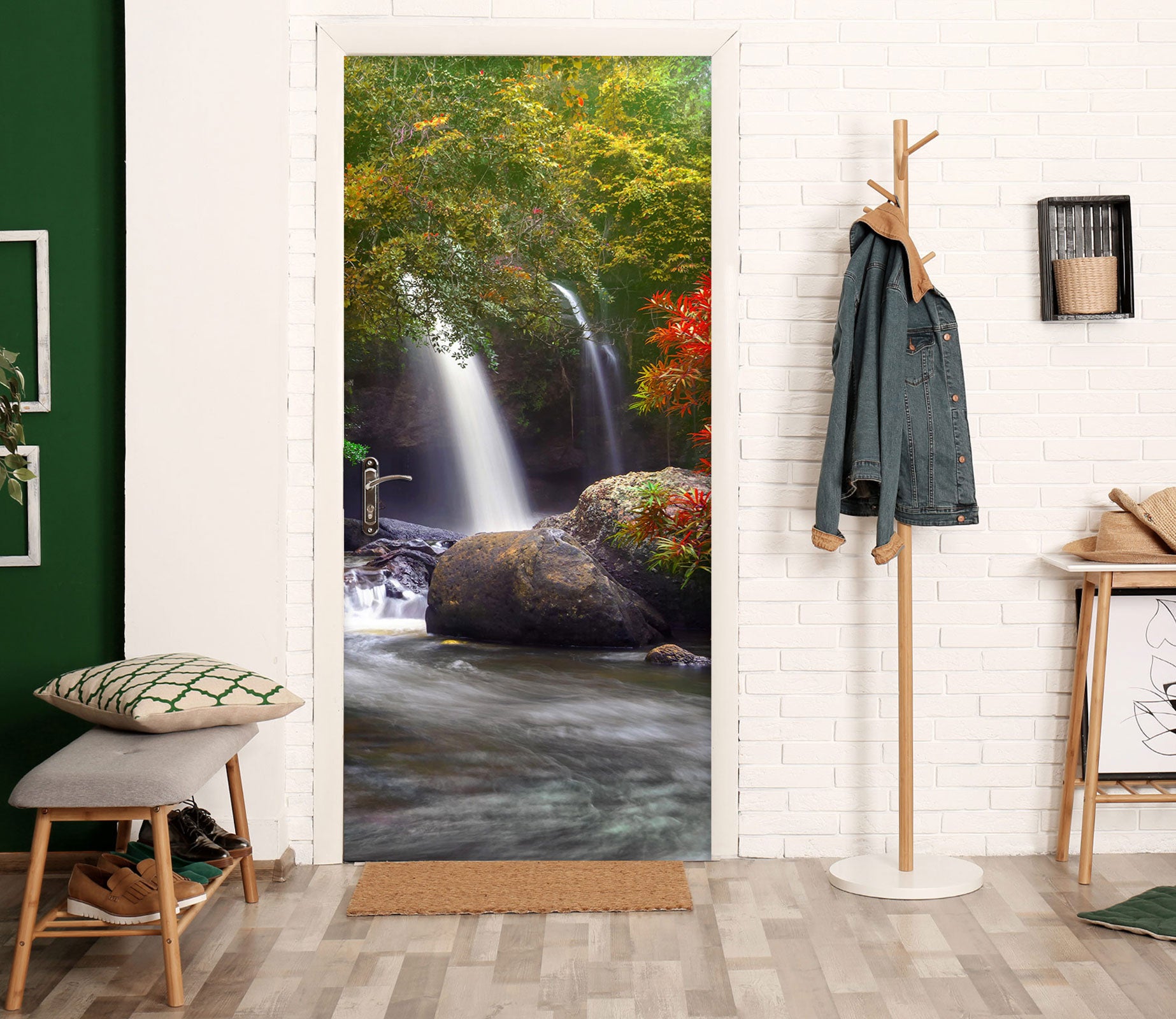 3D Stone Waterfall 23163 Door Mural