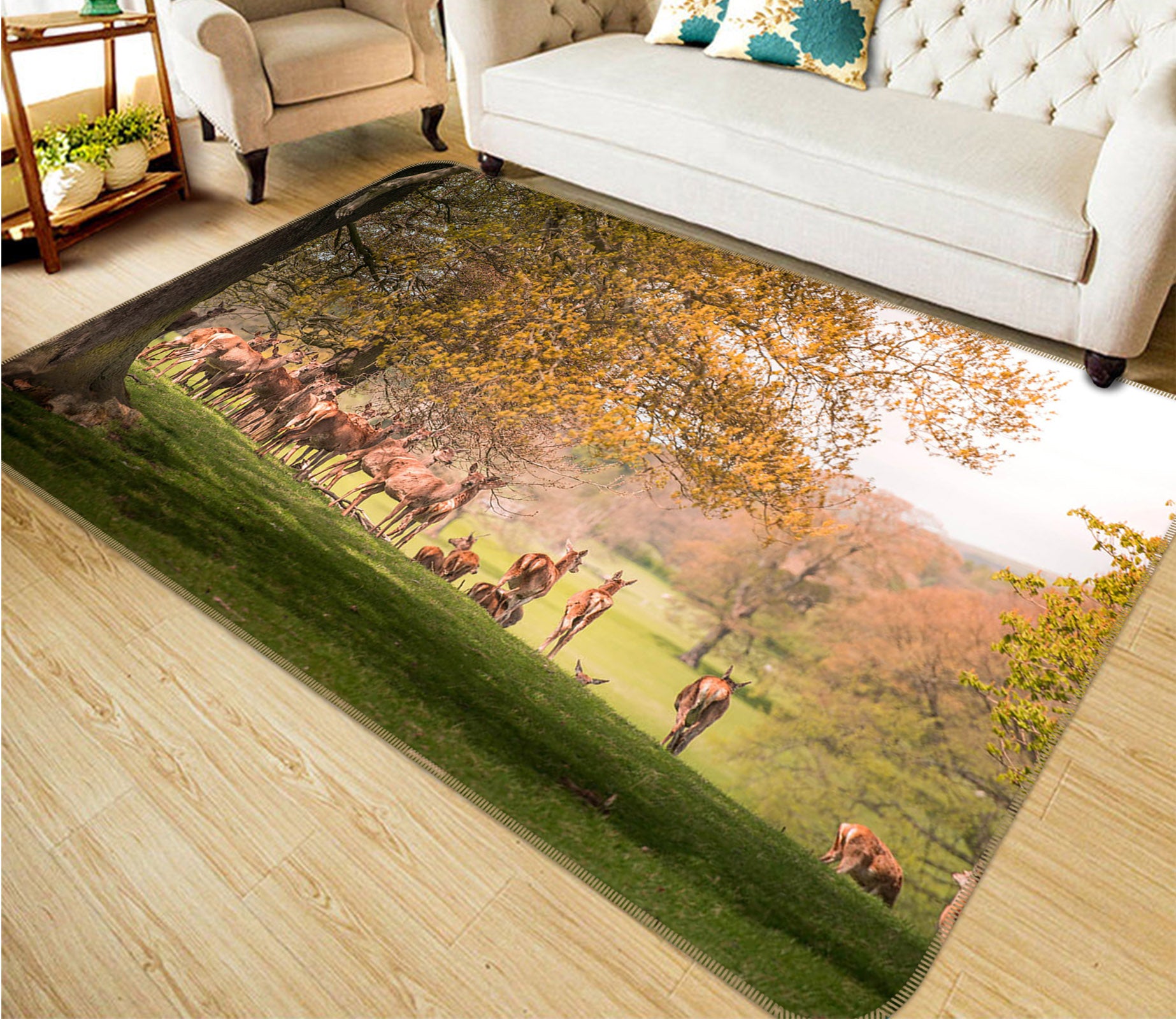 3D Wild Raindeer Coutry Park Autumn 82167 Animal Non Slip Rug Mat