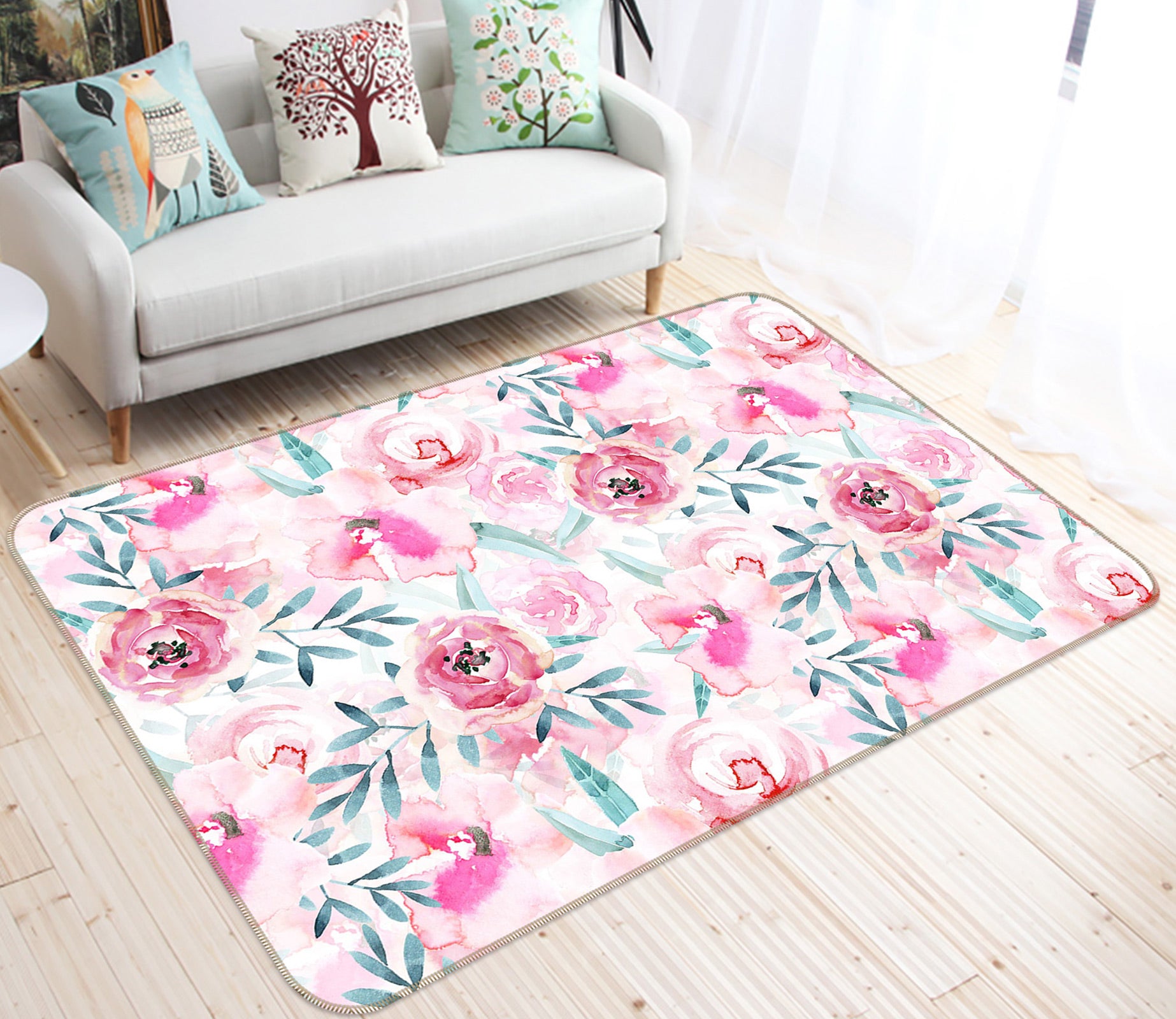 3D Leaves Flower 087 Uta Naumann Rug Non Slip Rug Mat