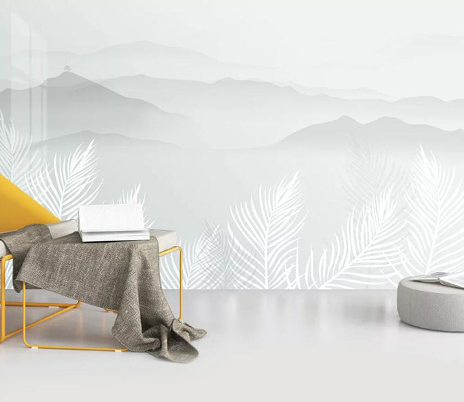 3D White Leaves 1952 Wall Murals Wallpaper AJ Wallpaper 2 