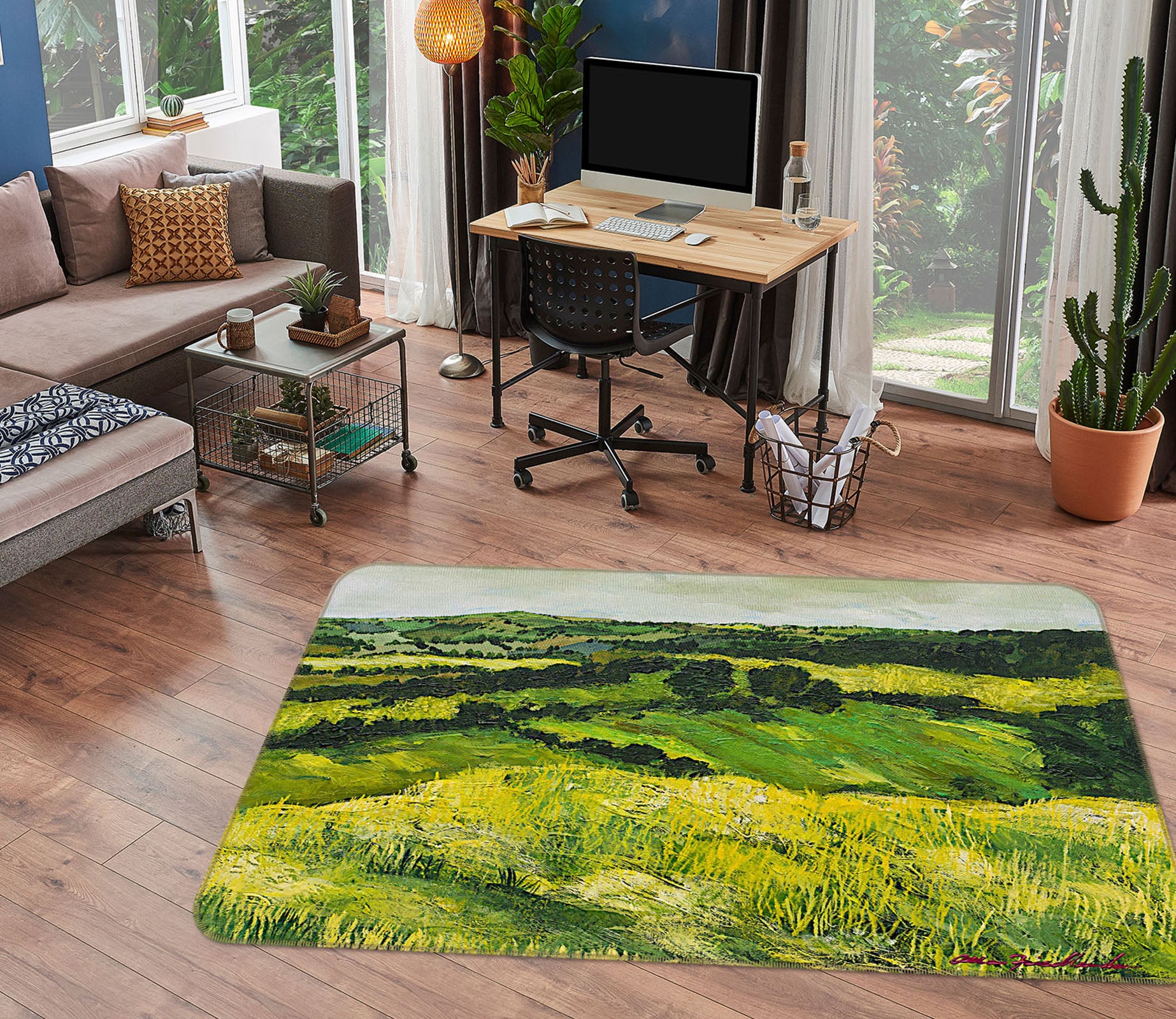 3D Green Field 1054 Allan P. Friedlander Rug Non Slip Rug Mat