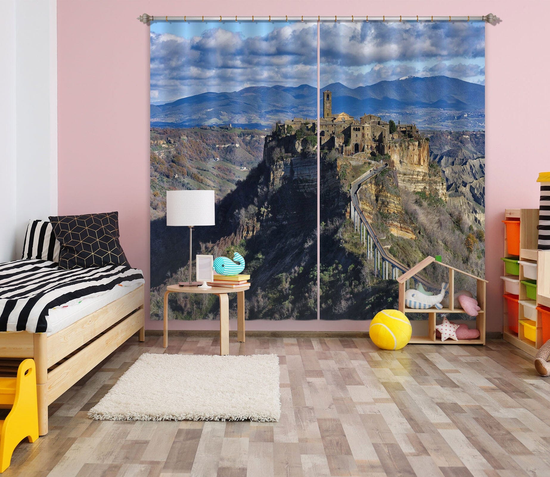 3D Sunny Mountain 124 Marco Carmassi Curtain Curtains Drapes Curtains AJ Creativity Home 