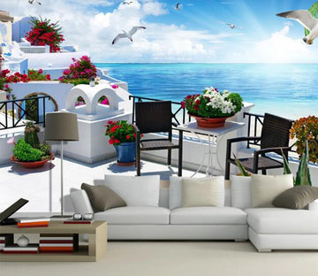 3D Seagull Balcony WC278 Wall Murals