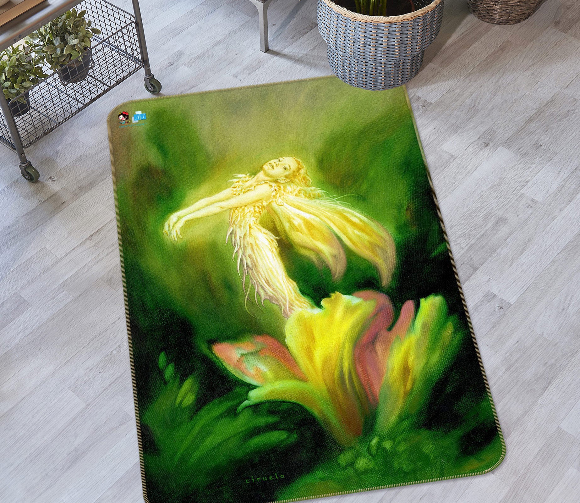 3D Flower Elf 6035 Ciruelo Rug Non Slip Rug Mat