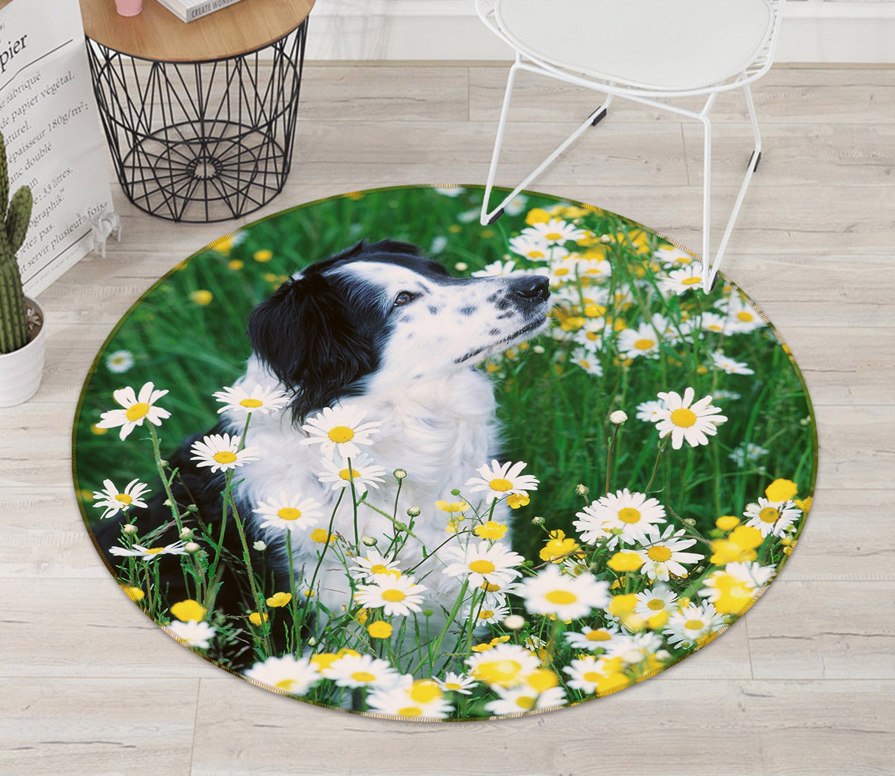 3D Dog Flowers 82006 Animal Round Non Slip Rug Mat