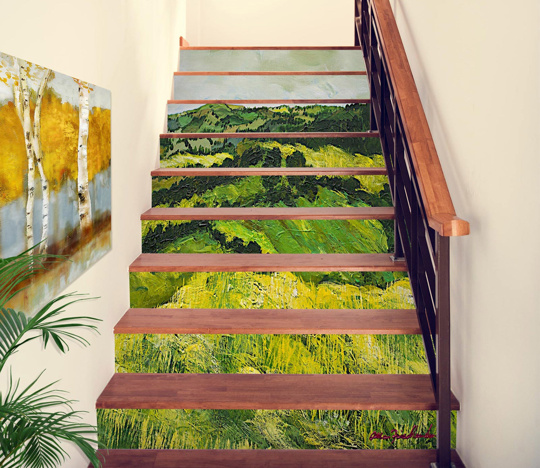 3D Green Hillside Trees 9002 Allan P. Friedlander Stair Risers