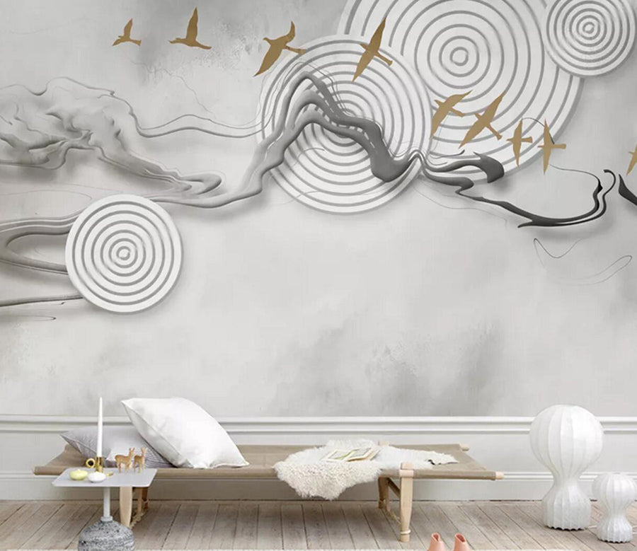 3D Wild Goose Flying WC1150 Wall Murals