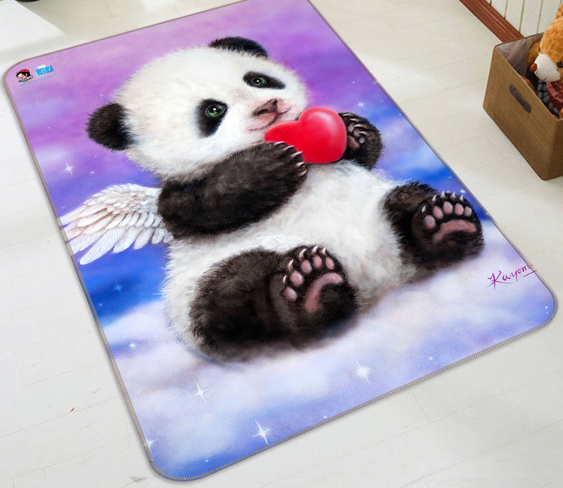 3D Love Panda Angel 5690 Kayomi Harai Rug Non Slip Rug Mat