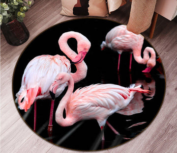 3D Pink Flamingo 086 Animal Round Non Slip Rug Mat Mat AJ Creativity Home 