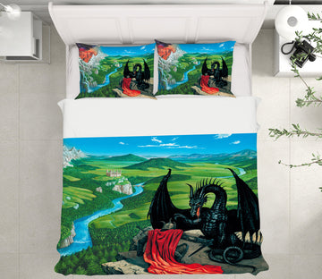 3D River Meadow Dragon Soldier 6186 Ciruelo Bedding Bed Pillowcases Quilt