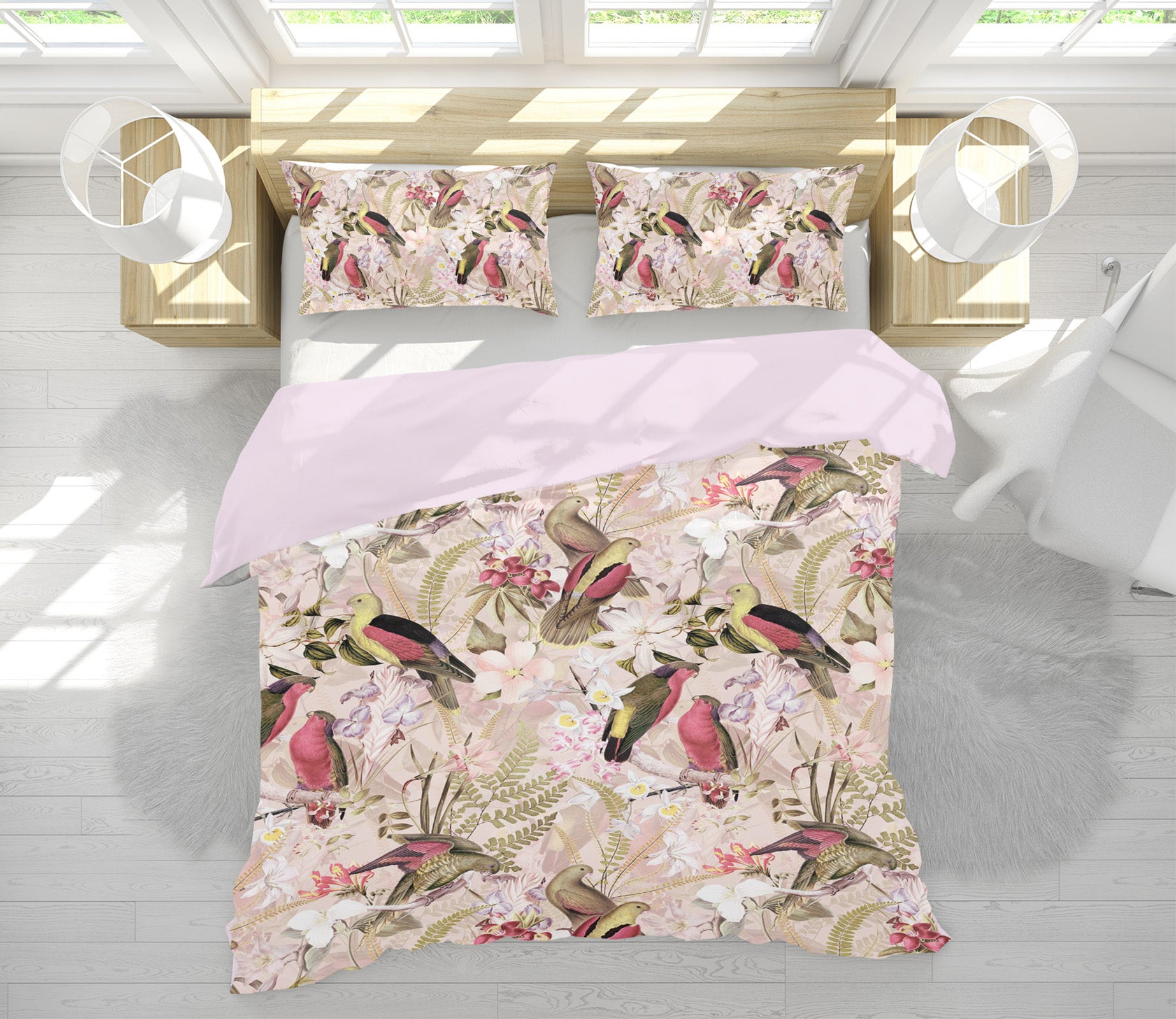 3D Parrot Flower 101 Uta Naumann Bedding Bed Pillowcases Quilt