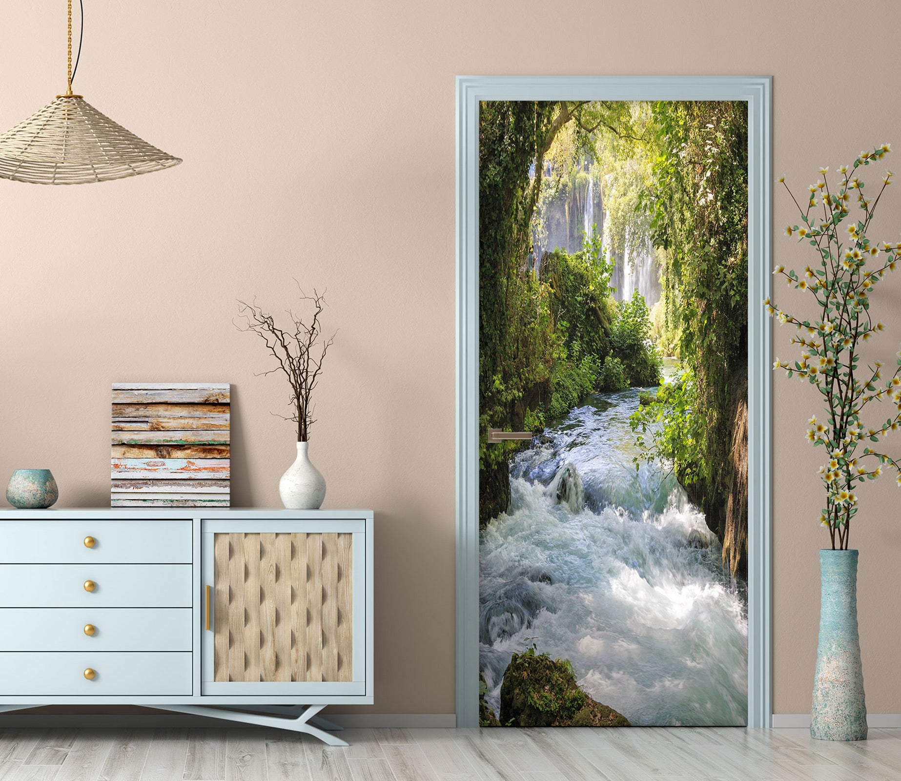 3D Forest Rapids 101 Door Mural