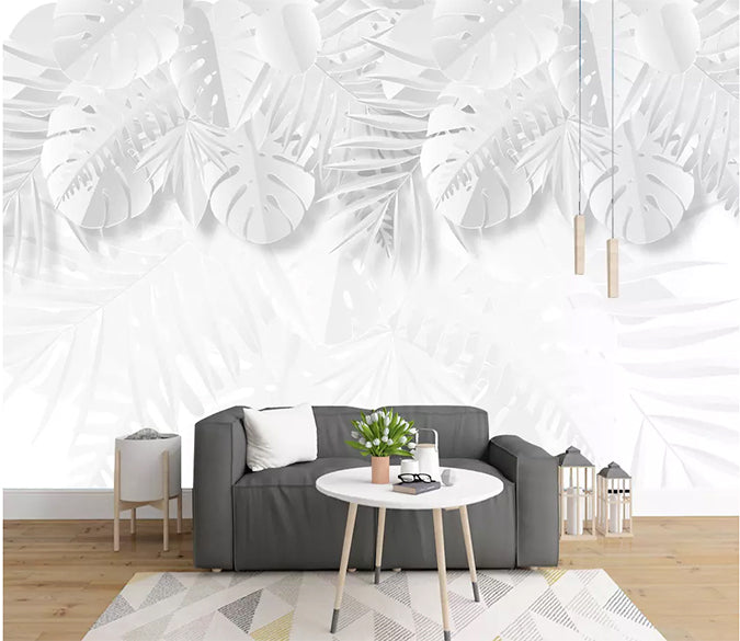 3D White Leaves 1569 Wall Murals Wallpaper AJ Wallpaper 2 