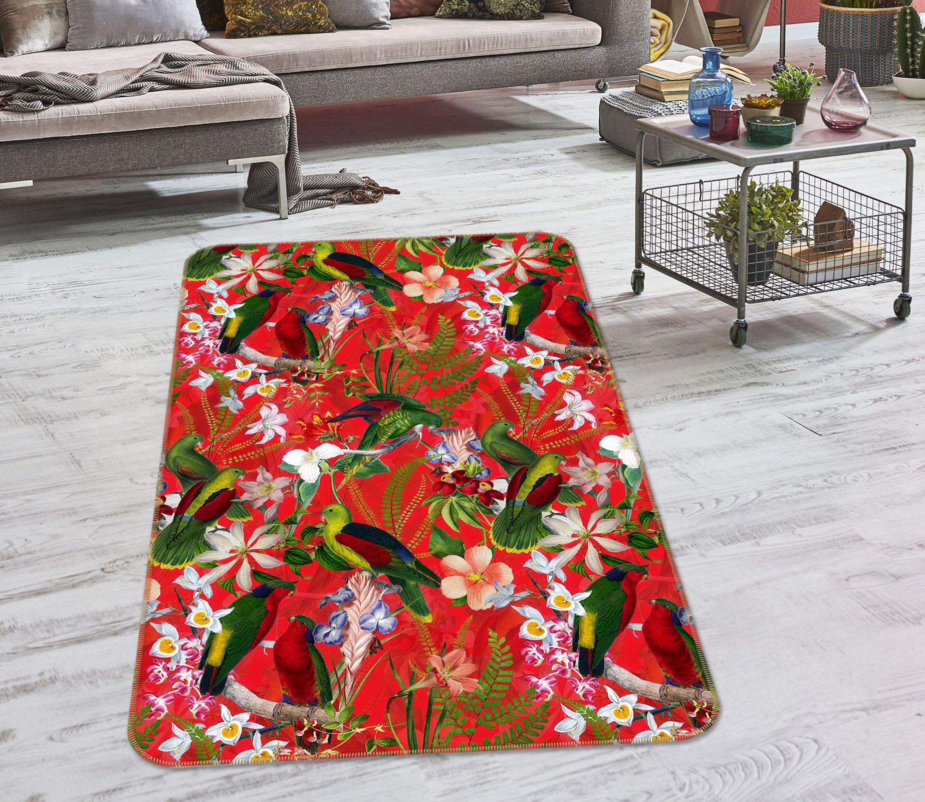 3D Beautiful Red Flower 183 Uta Naumann Rug Non Slip Rug Mat