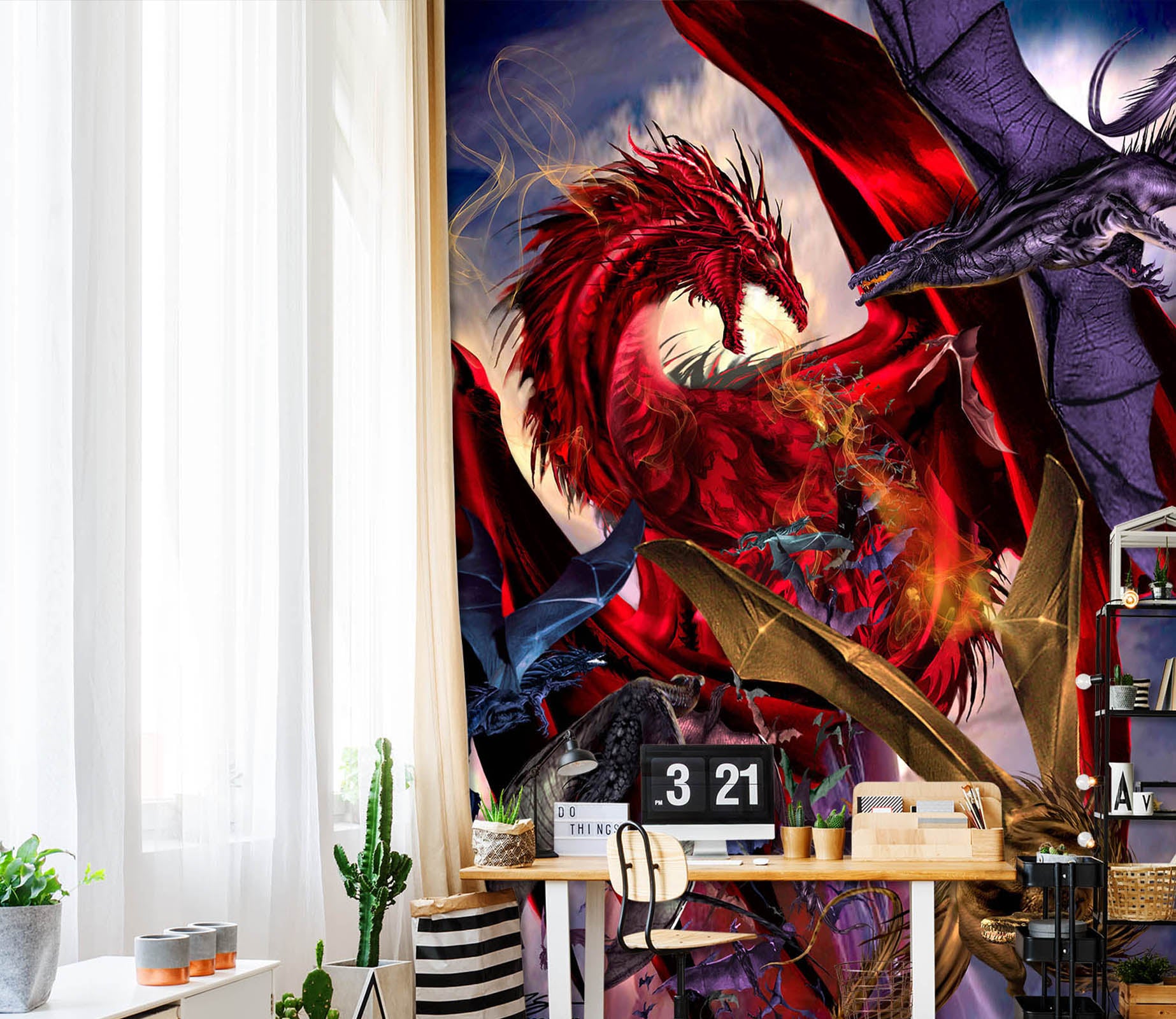 3D Red Dragon 8128 Ruth Thompson Wall Mural Wall Murals