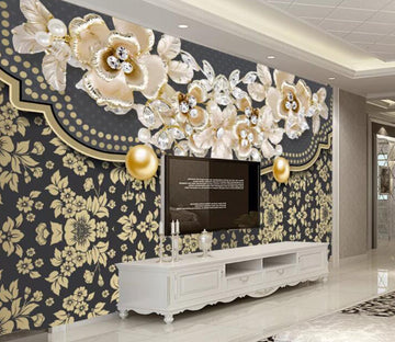 3D Pearl Flower WC1570 Wall Murals