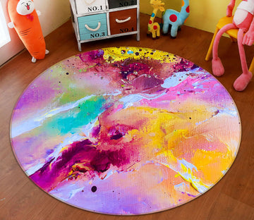 3D Colorful Watercolor 928 Skromova Marina Rug Round Non Slip Rug Mat