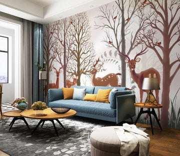 3D Running Sika Deer WC1686 Wall Murals