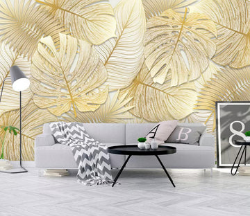3D Yellow Leaves WC671 Wall Murals