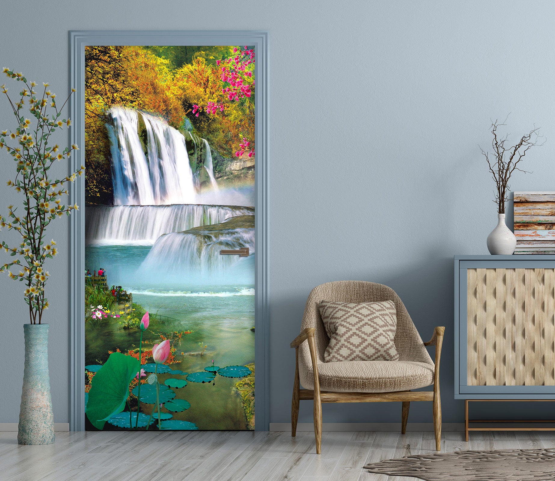 3D Waterfall River Water 23044 Door Mural