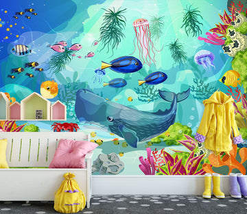 3D Underwater Animal Whale 58014 Wall Murals