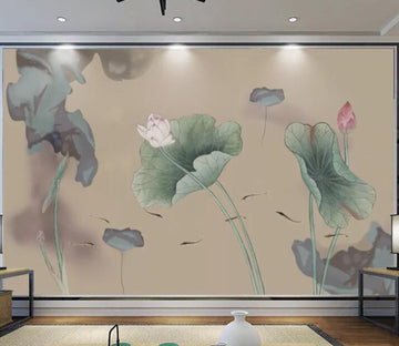 3D Lotus Leaf Fish WC2568 Wall Murals