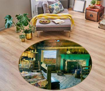 3D Room Bed 5040 Beth Sheridan Rug Round Non Slip Rug Mat