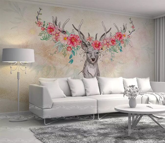 3D Sheep Flowers 1407 Wall Murals Wallpaper AJ Wallpaper 2 