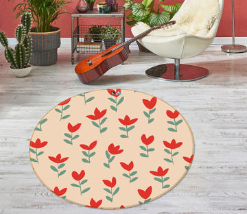 3D Red Little Flower 10577 Kashmira Jayaprakash Rug Round Non Slip Rug Mat