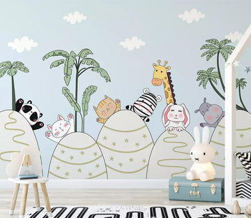 3D Giraffe Rabbit Panda WC786 Wall Murals