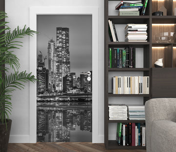 3D Gray High-Rise Night 114122 Marco Carmassi Door Mural