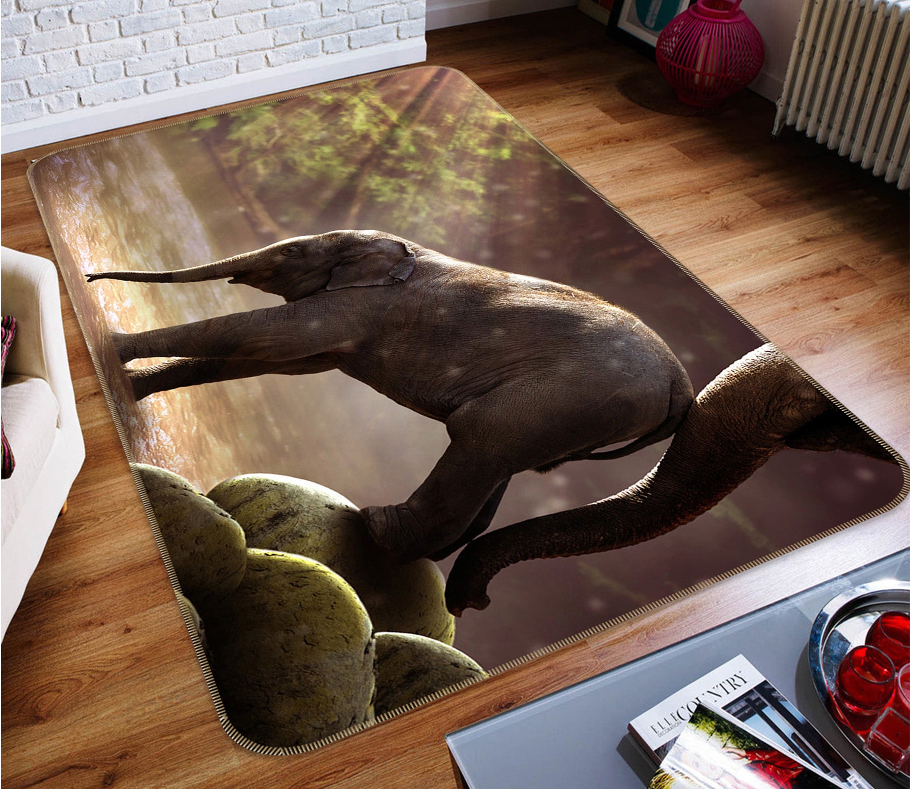 3D Elephant 82093 Animal Non Slip Rug Mat