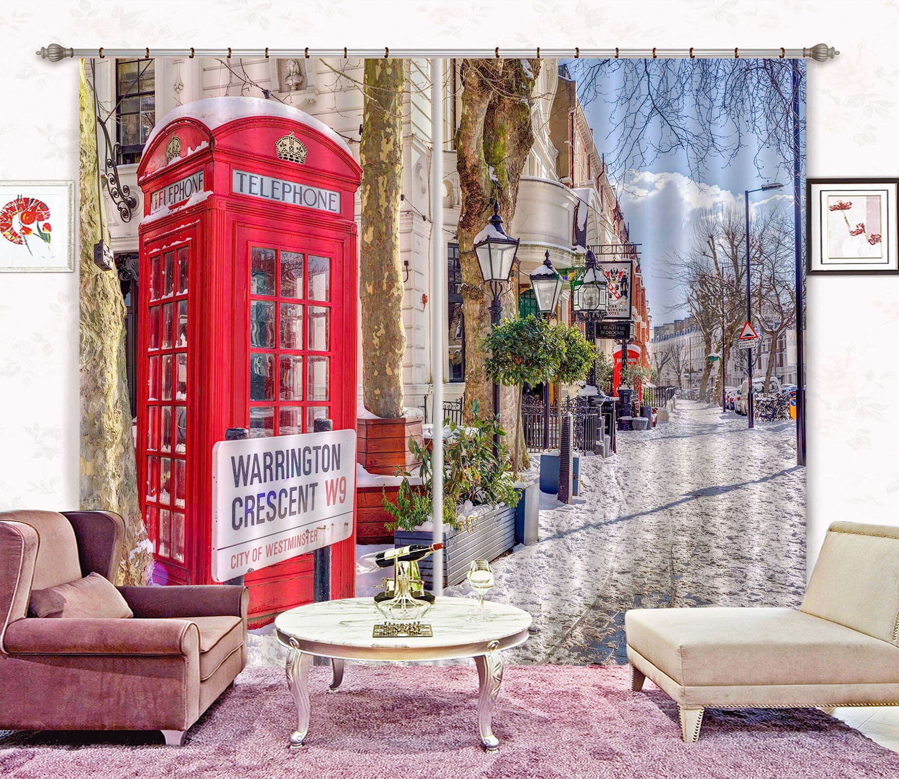 3D Red Telephone Hall 021 Assaf Frank Curtain Curtains Drapes Curtains AJ Creativity Home 