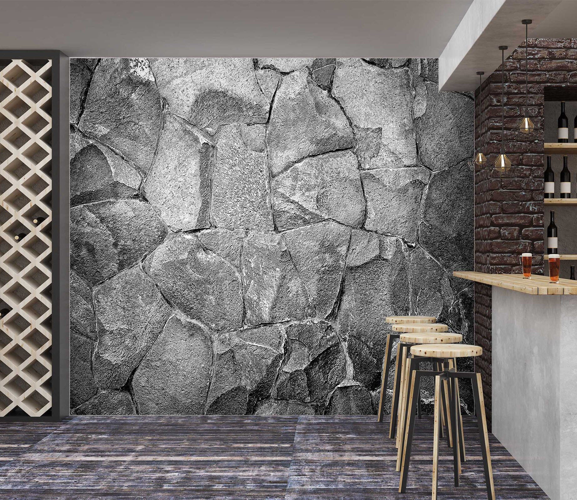 3D Stones Stacked 1930 Wall Murals Wallpaper AJ Wallpaper 2 