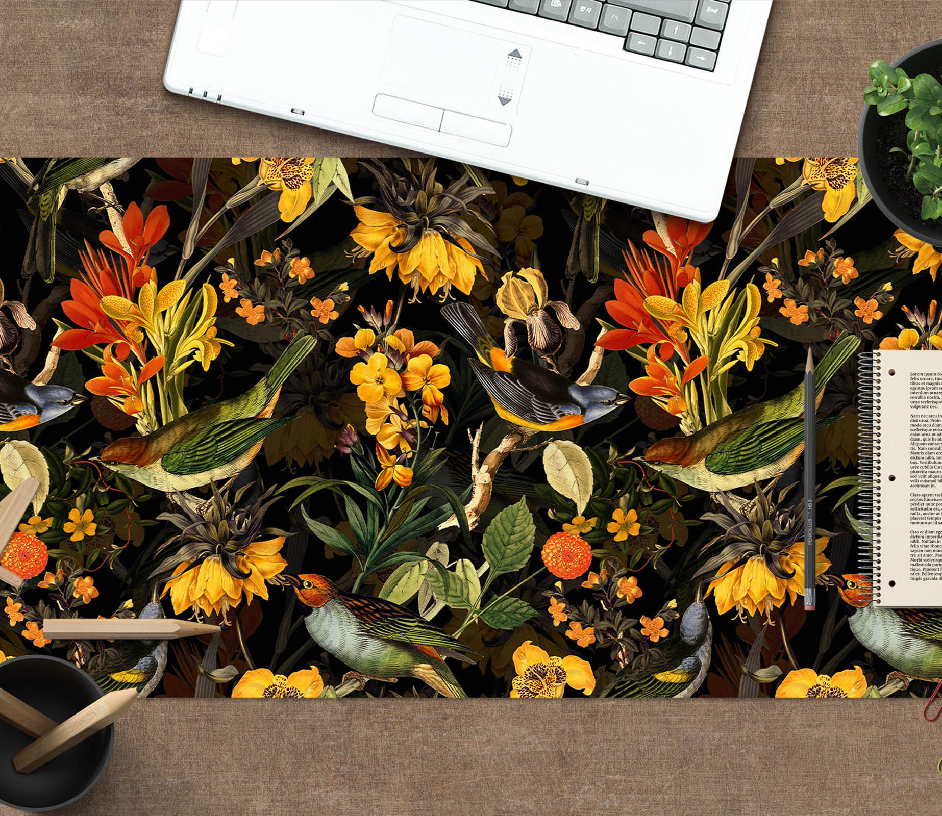 3D Yellow Flowers Pattern 120154 Uta Naumann Desk Mat