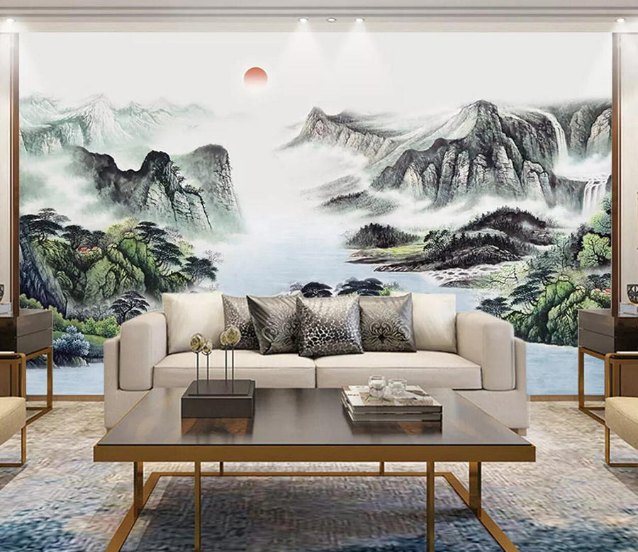 3D Mountain Forest WC2489 Wall Murals