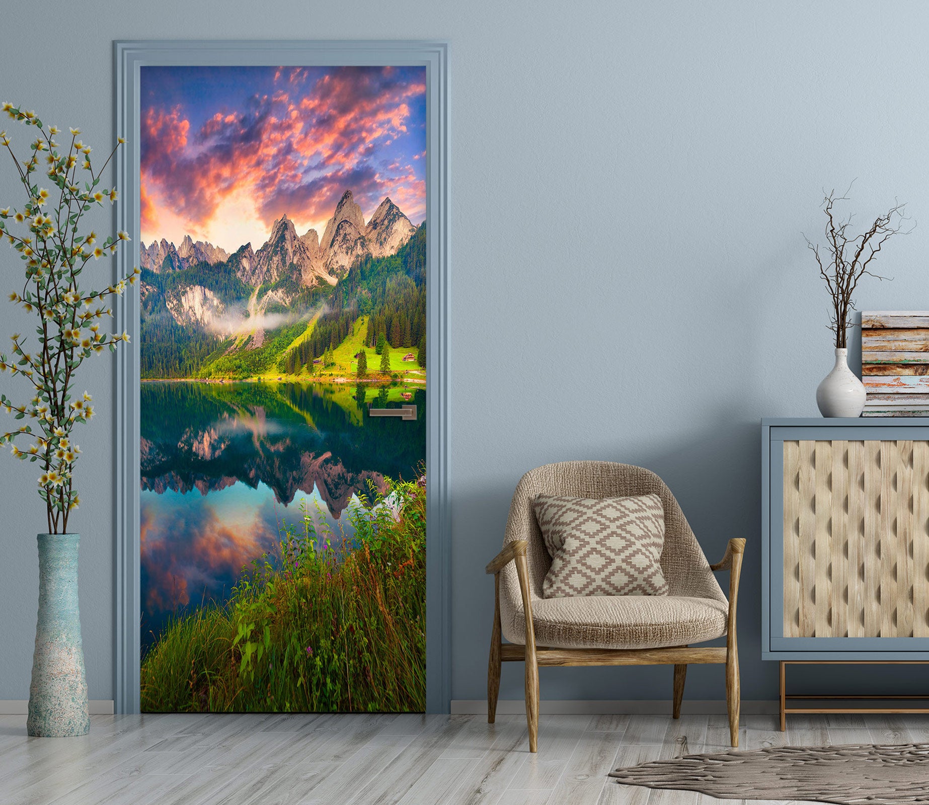 3D Clouds Reflection 24100 Door Mural