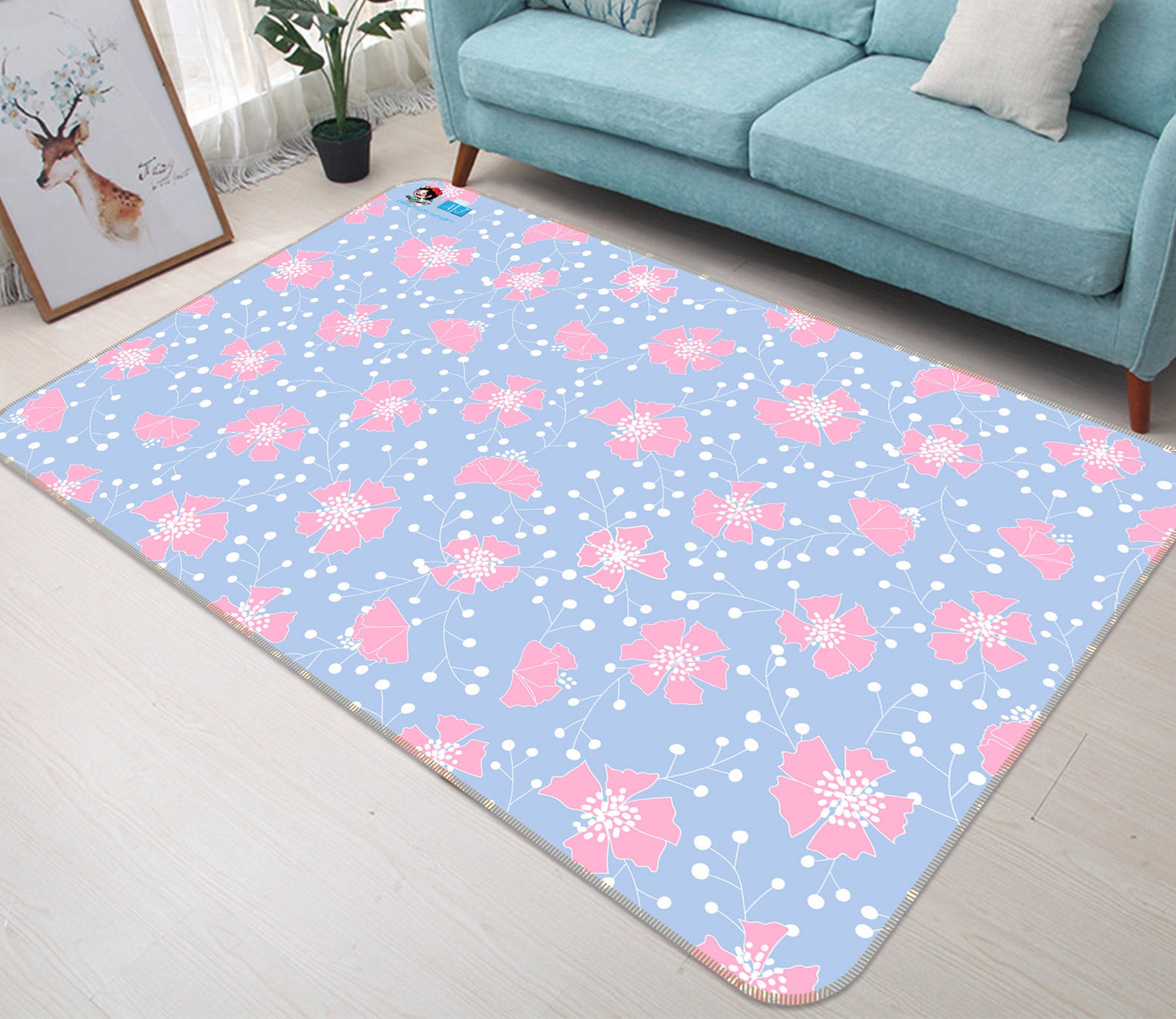 3D Pink Flowers 107109 Kashmira Jayaprakash Rug Non Slip Rug Mat