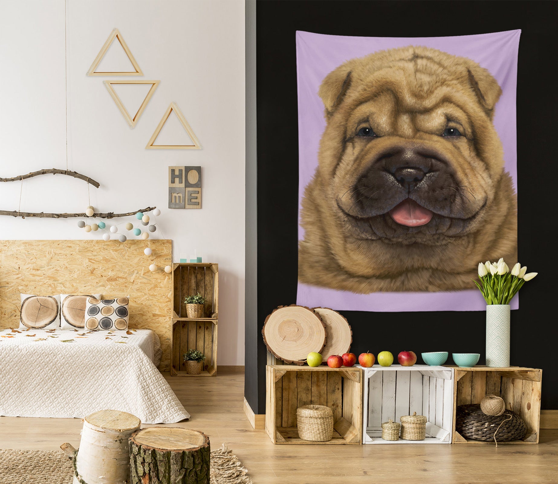 3D Shar Pei Dog 11731 Vincent Tapestry Hanging Cloth Hang