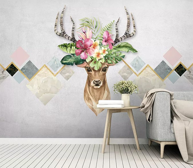 3D Deer Head 766 Wall Murals Wallpaper AJ Wallpaper 2 