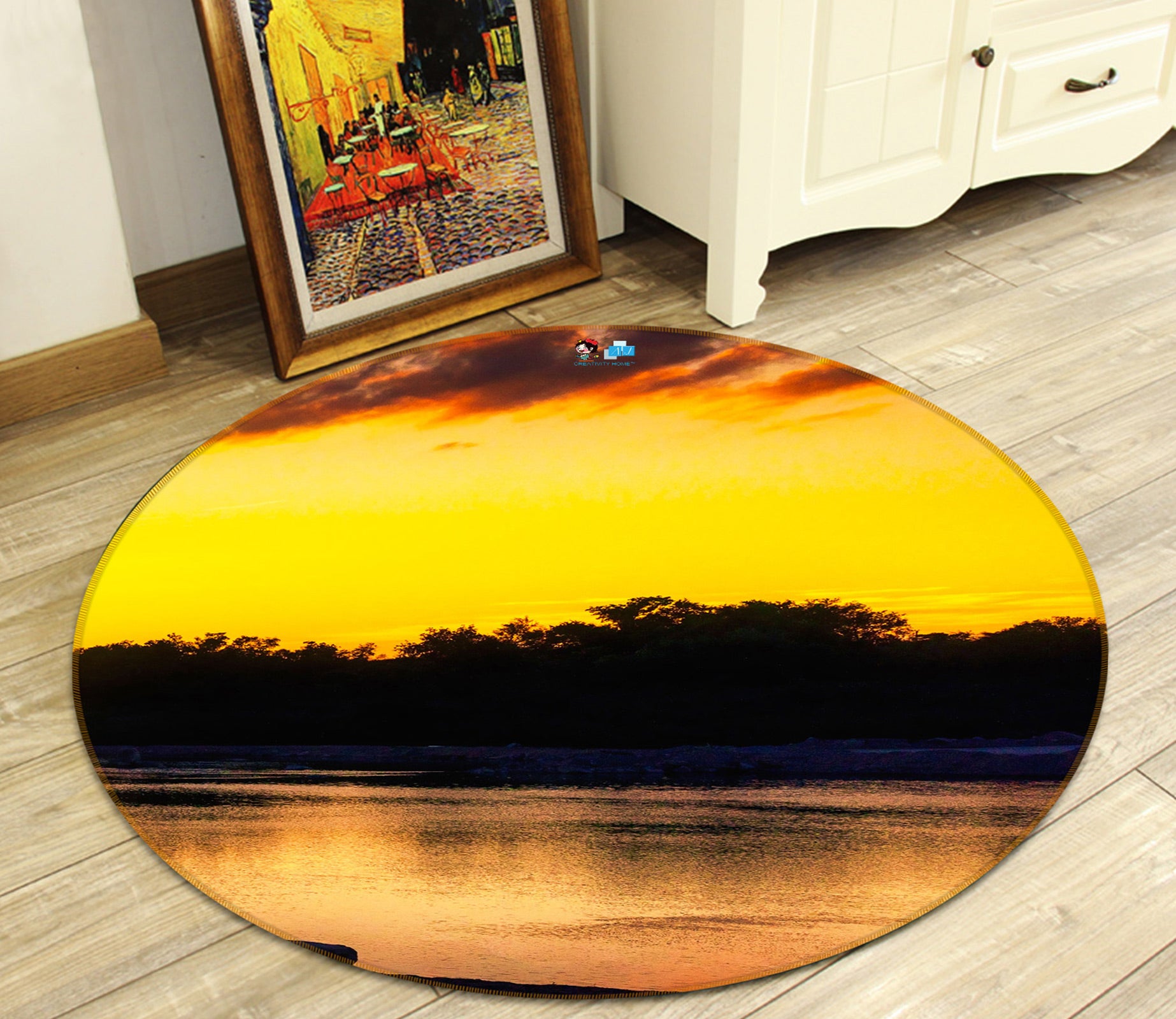 3D Sunset Lake 5027 Beth Sheridan Rug Round Non Slip Rug Mat