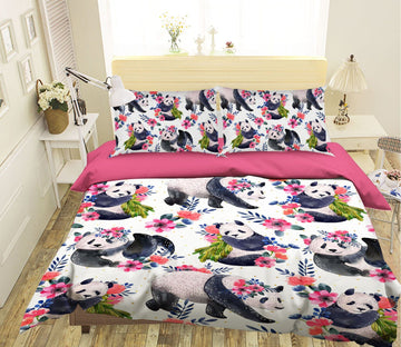 3D Pink Panda 1931 Bed Pillowcases Quilt Quiet Covers AJ Creativity Home 