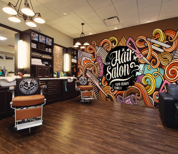 3D Colorful Pattern Comb 115146 Barber Shop Wall Murals