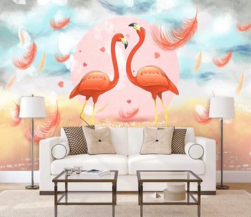 3D Flamingo Feathers WC1698 Wall Murals