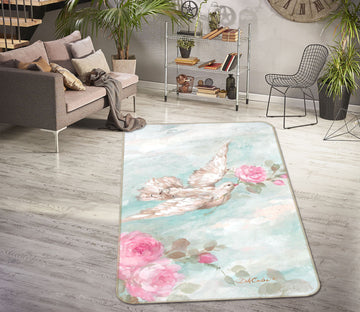 3D Pigeon  Peony 1176 Debi Coules Rug Non Slip Rug Mat