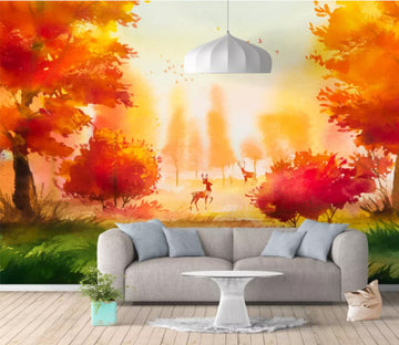 3D Fawn Dusk WC889 Wall Murals