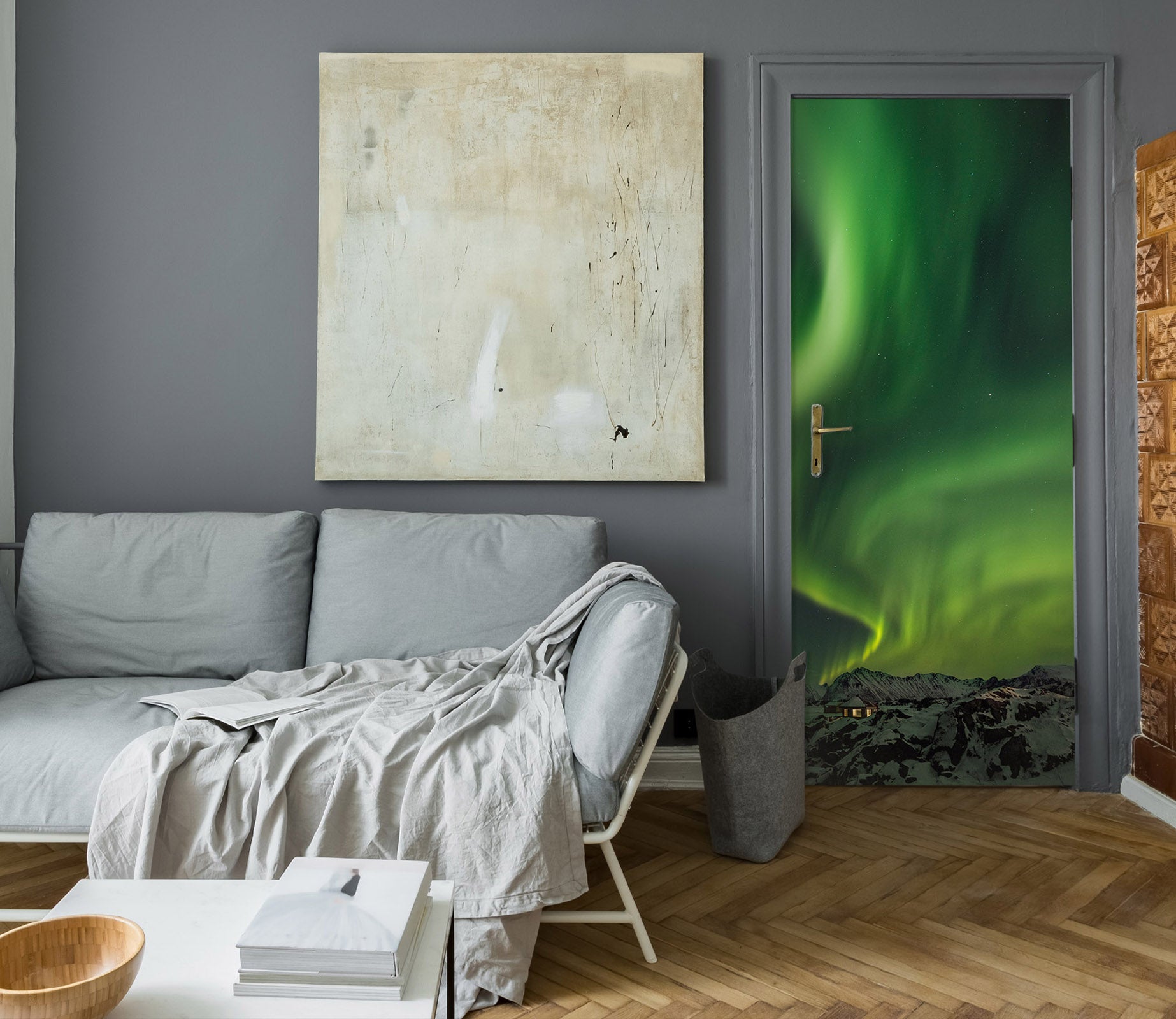 3D Green Aurora Pattern 12236 Marco Carmassi Door Mural